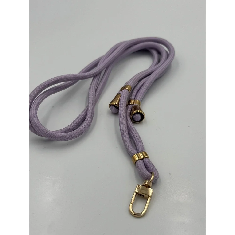 Lilac Purple Braided Crossbody Phone Lanyard Strap Gold Tone Hardware Adjustable